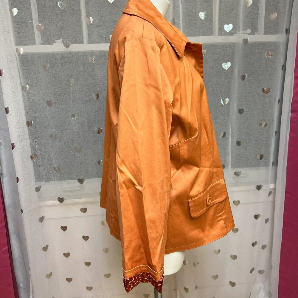 #164 Chico's Orange Button-Down Dress Shirt Size 3 (16) - Picture 2 of 6